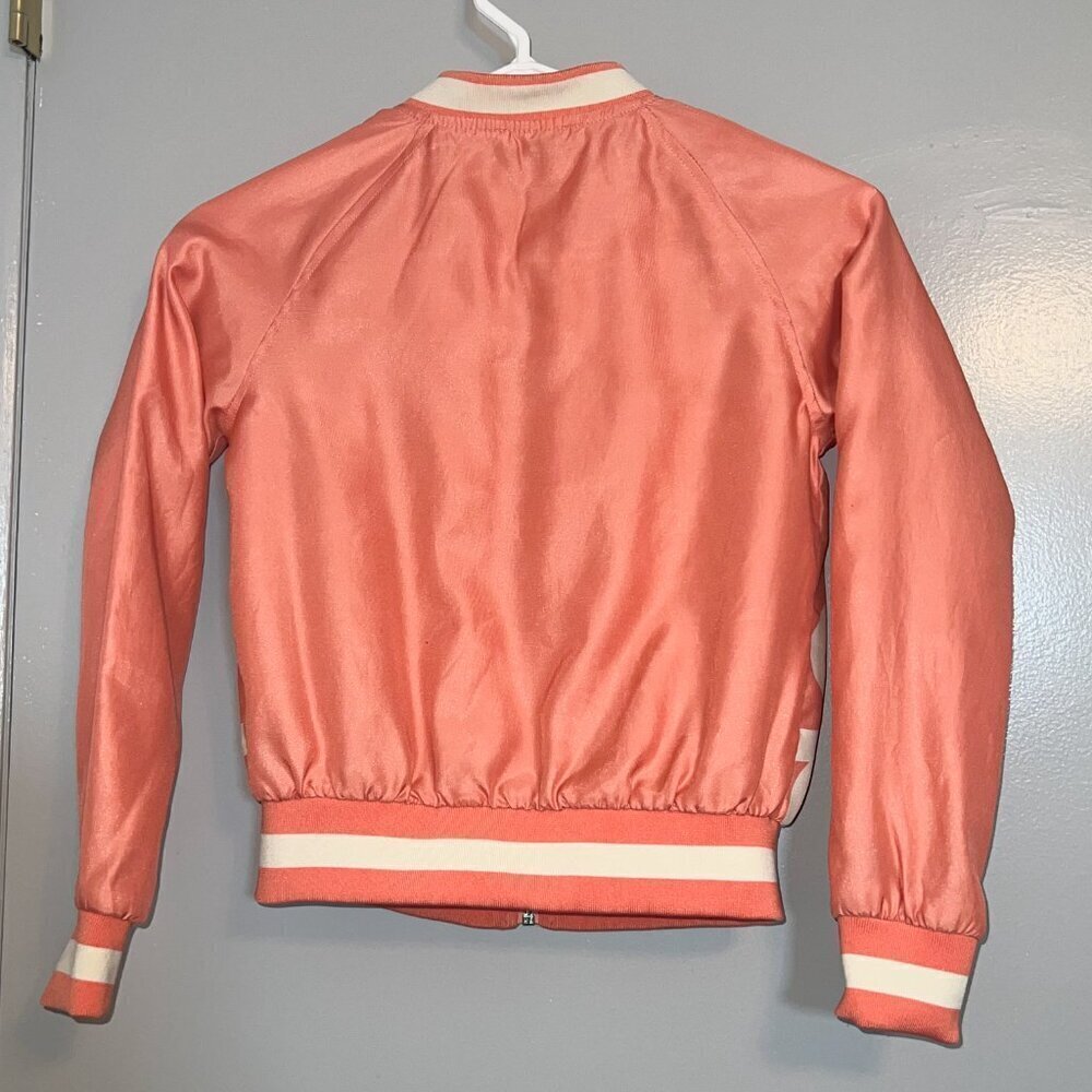 Disney Junk Food Kid's Mickey and Minnie Mouse Bomber Jacket Coral Size S - Picture 4 of 4